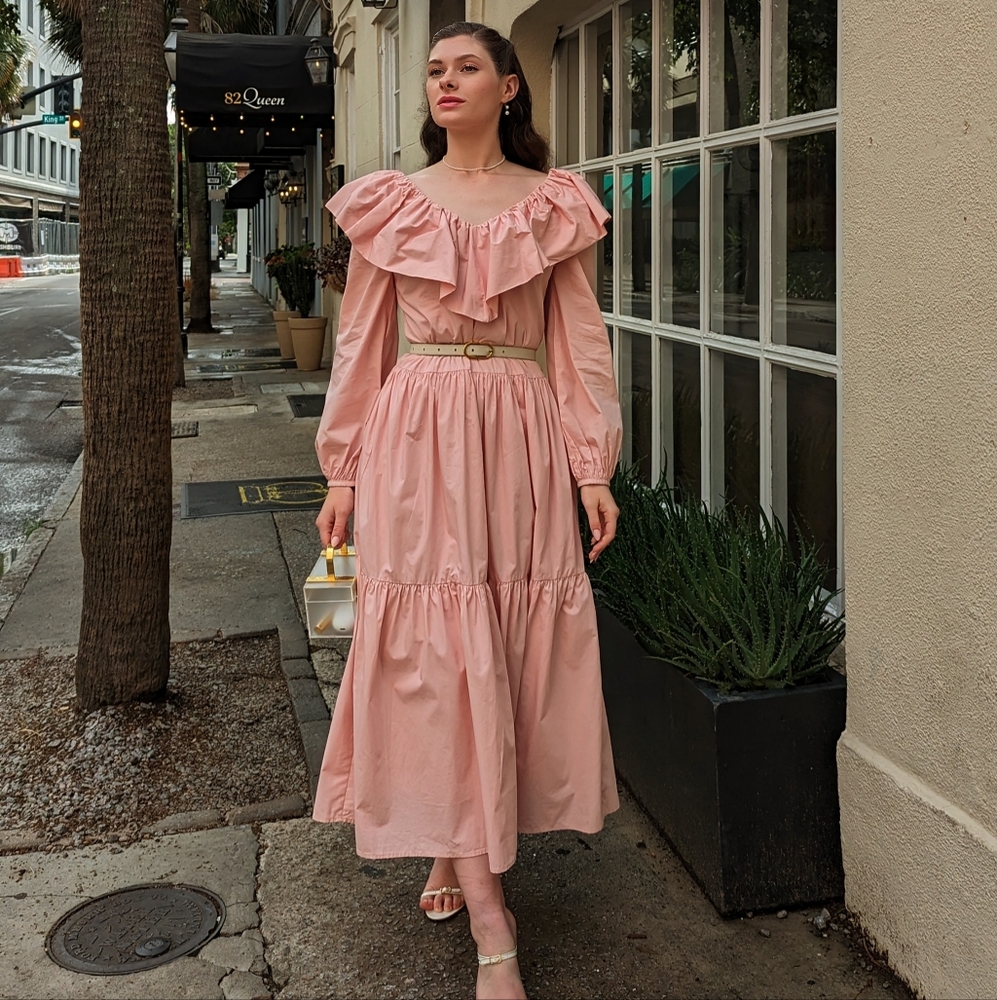 ENGLISH FACTORY Southern Belle Pink Midi Dress